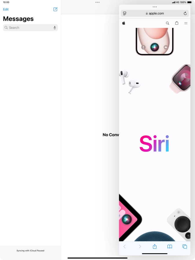 The application now displays on top of the other open application.