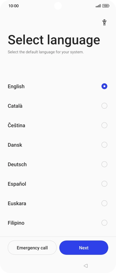 Press the required language. Press the required language.