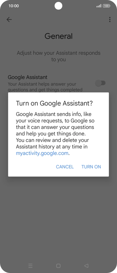 If you turn on the function, press TURN ON.