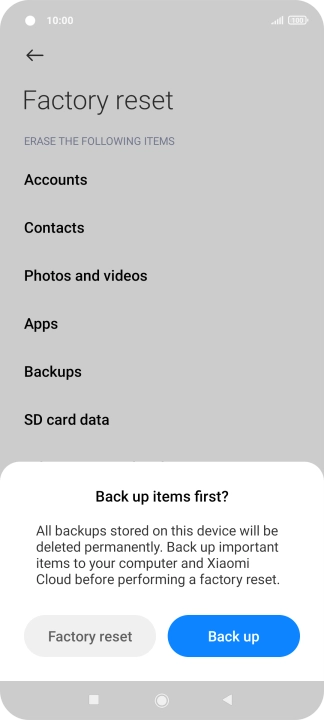 Press Factory reset.