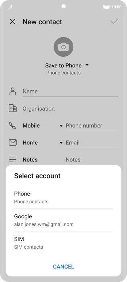 Press the required Google account.