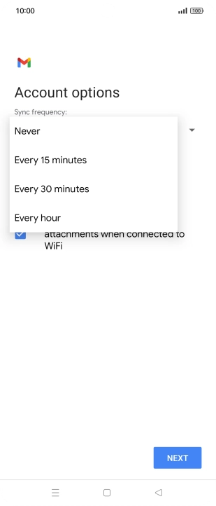Press the required setting.
