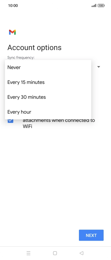 Press the required setting.