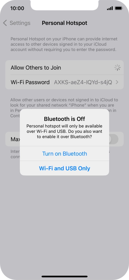 If Wi-Fi is turned on, press Wi-Fi and USB Only.
