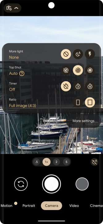 Press the required setting next to 