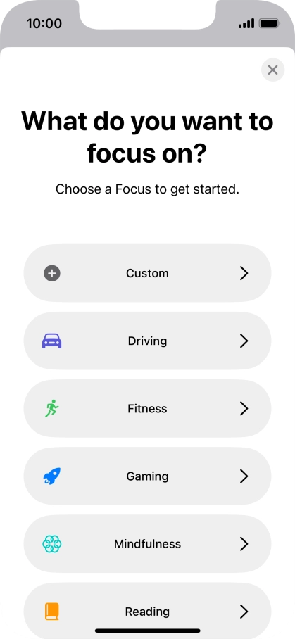 Press the required focus mode and follow the instructions on the screen to add the selected focus mode.