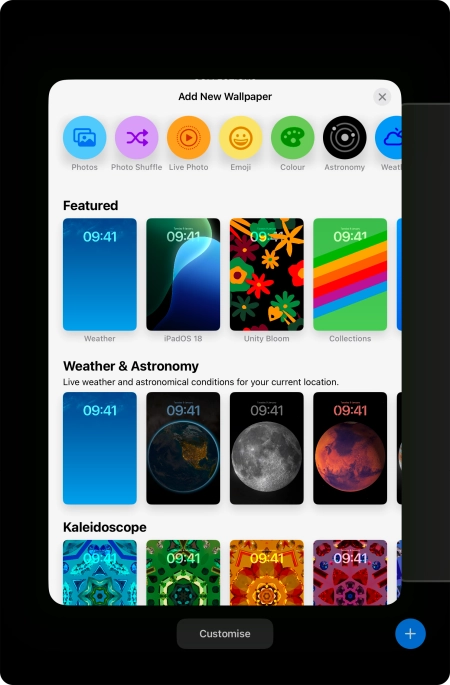 Press the required category and follow the instructions on the screen to select the required background image.