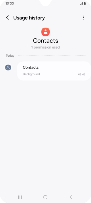 The app activity for the selected app is displayed.