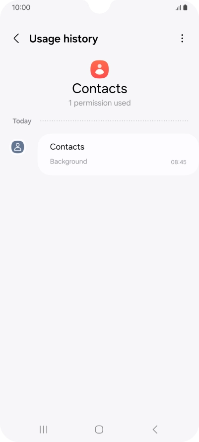 The app activity for the selected app is displayed.