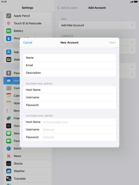 Press Host Name and key in the name of your email provider's outgoing server.