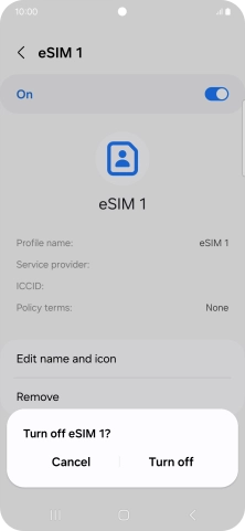 If you turn off use of the price plan, press Turn off.