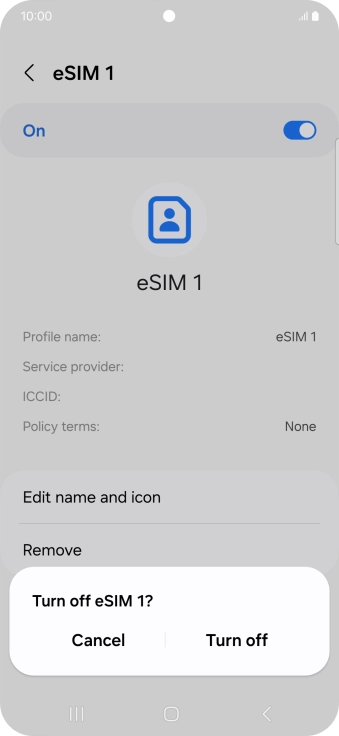 If you turn off use of the price plan, press Turn off.