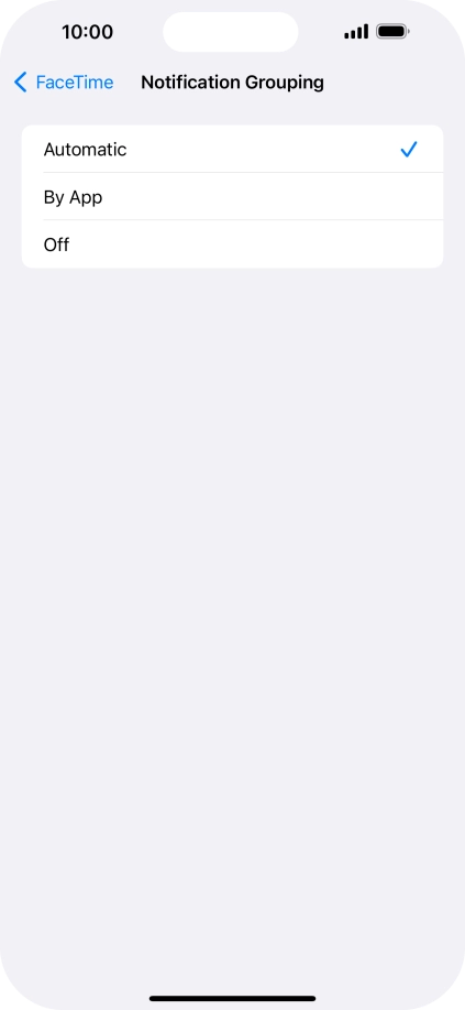 Press the required setting.