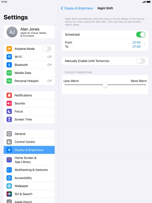Press the indicator next to 