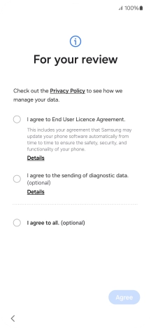 Press the fields next to the required settings to select them.