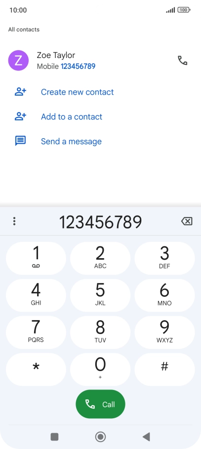 Key in the required number and press the call icon.