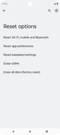 Press Reset Wi-Fi, mobile and Bluetooth.