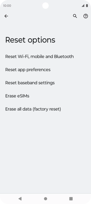 Press Reset Wi-Fi, mobile and Bluetooth.