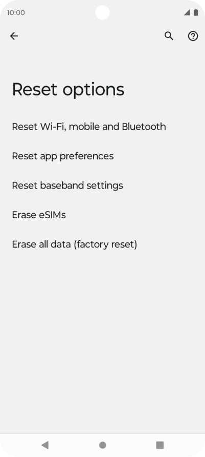 Press Reset Wi-Fi, mobile and Bluetooth.
