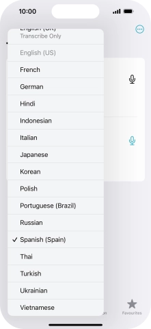 Press the required target language.