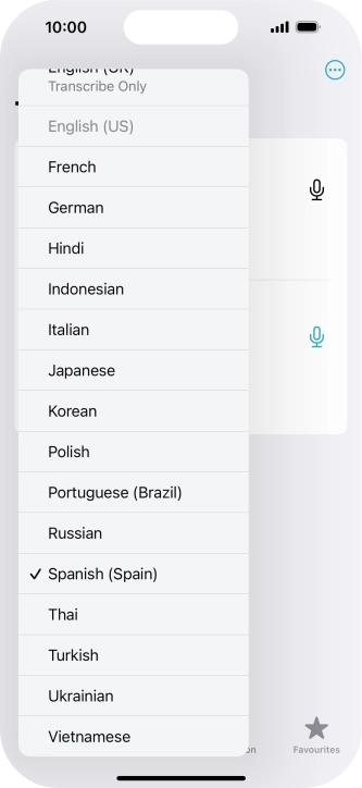 Press the required target language.