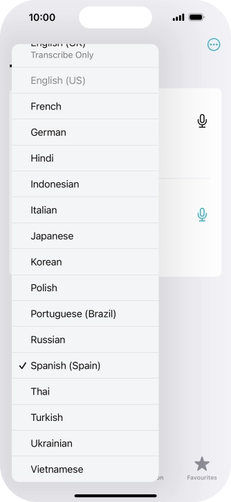 Press the required target language.