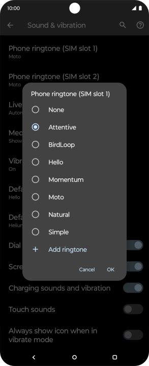 Once you've found a ring tone you like, press OK.