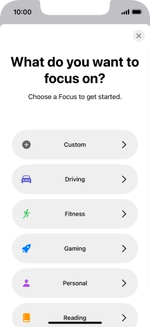 Press the required focus mode and follow the instructions on the screen to add the selected focus mode.