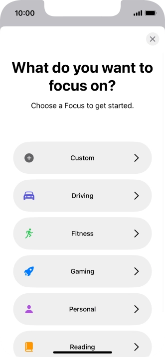 Press the required focus mode and follow the instructions on the screen to add the selected focus mode.