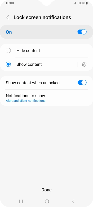 Press the required settings to turn them on or off.