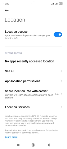 Press App location permissions.