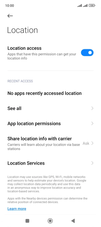 Press App location permissions.