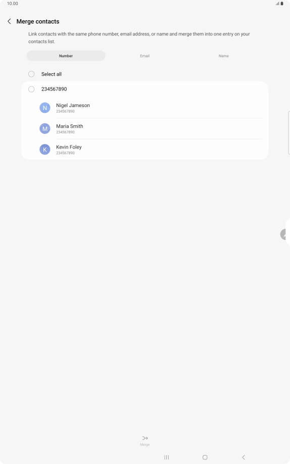 Press the field next to the required number.