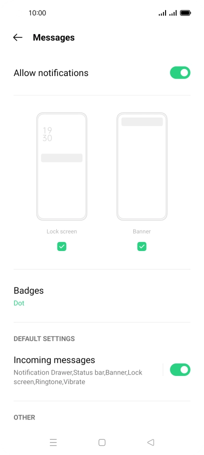 Press the indicator next to 