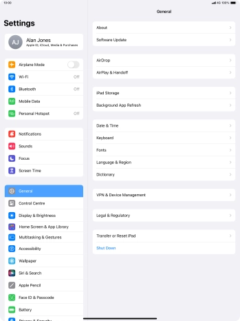 Press Transfer or Reset iPad.