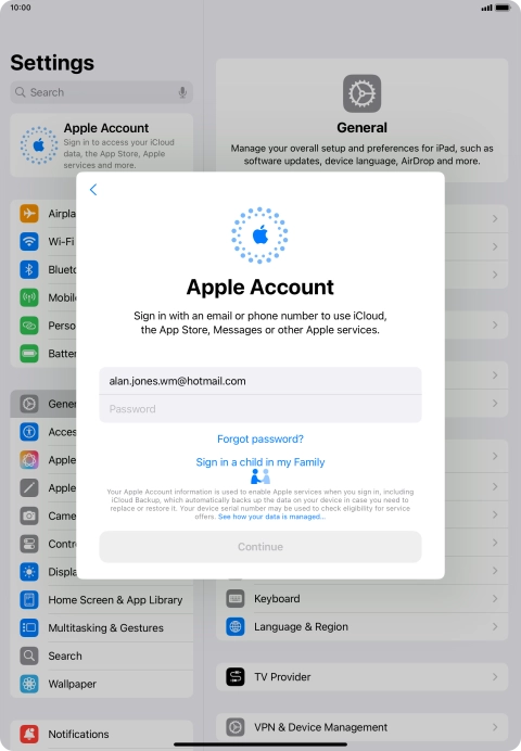 Press Password and key in the password for your Apple ID. Press Password and key in the password for your Apple ID.