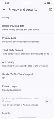 Press Delete browsing data.