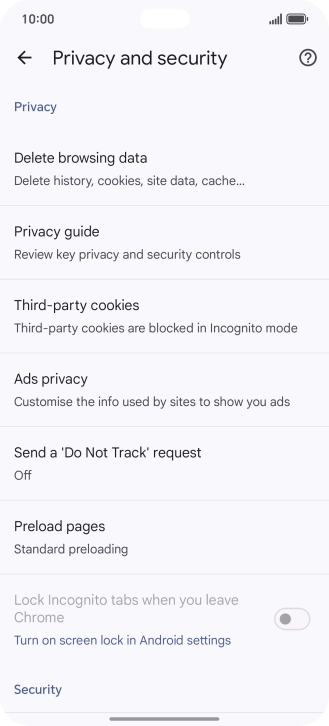 Press Delete browsing data.