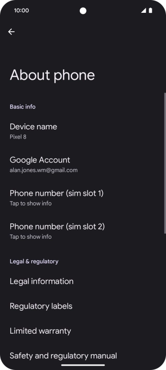 Press About phone.
