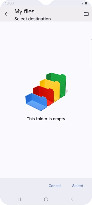 To create a new folder, press the new folder icon and follow the instructions on the screen to create a new folder.
