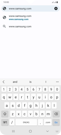 Key in the address of the required web page and press Go.