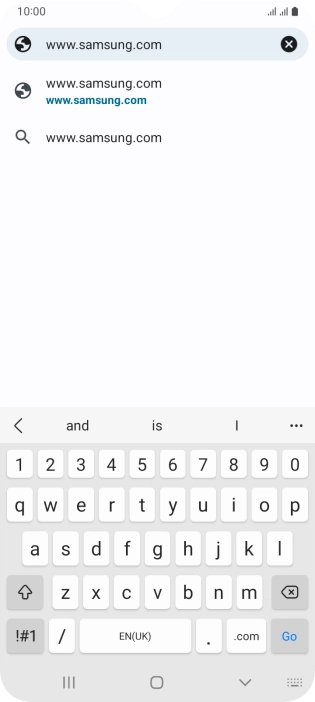 Key in the address of the required web page and press Go.