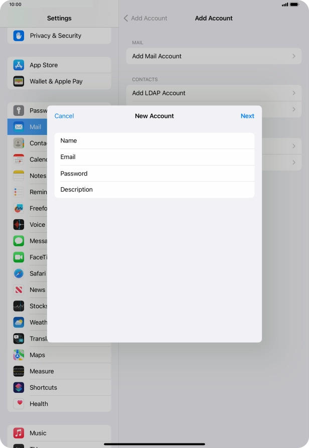 Press Description and key in the required name.
