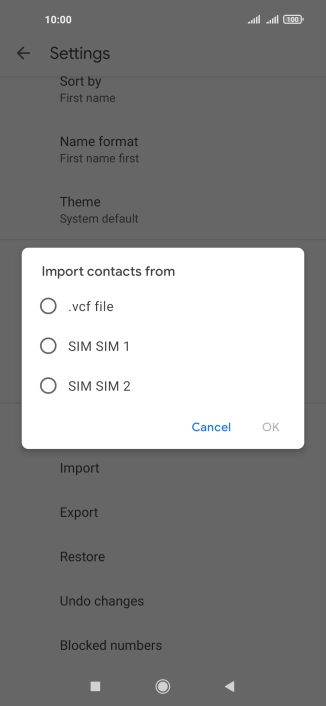 Press the required SIM.