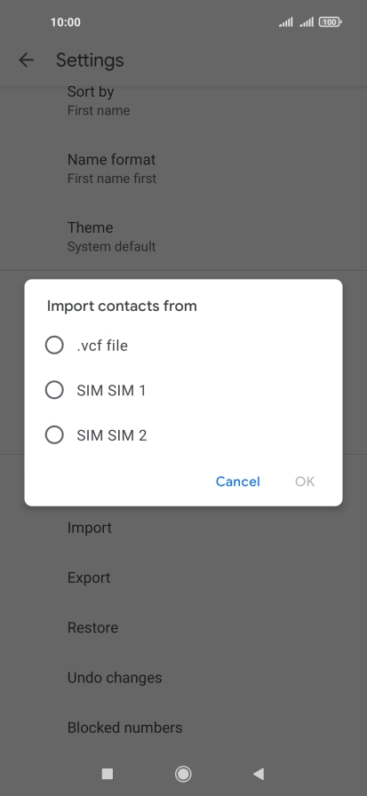 Press the required SIM.