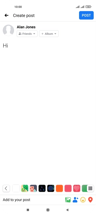 Write the required text and press POST. Write the required text and press POST.