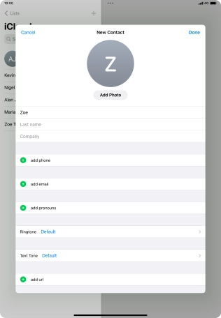 Press Last name and key in the last name.