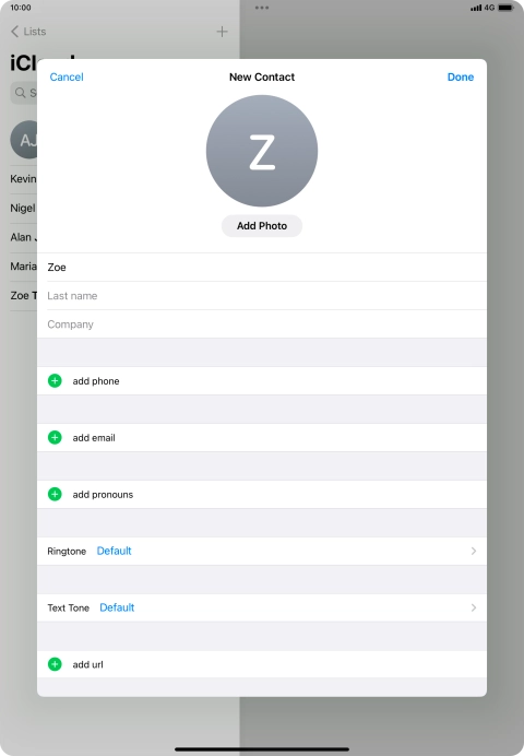 Press Last name and key in the last name.