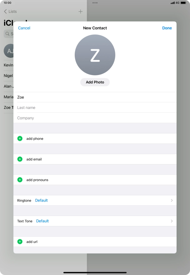 Press Last name and key in the last name.