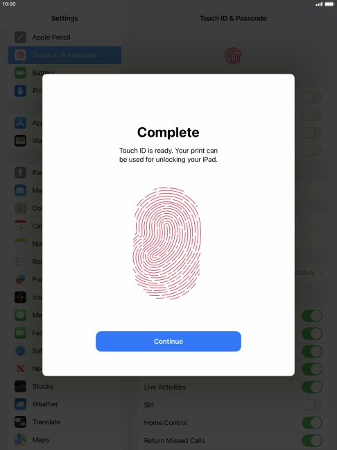 Press Continue. If you haven't previously selected a lock code, key in a code of your own choice twice. Press Continue. If you haven't previously selected a lock code, key in a code of your own choice twice.